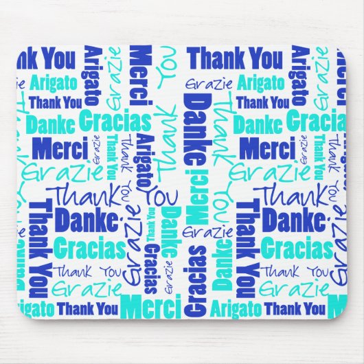 Tapis De Souris Cloud Merci bleu et turquoise (Devant)