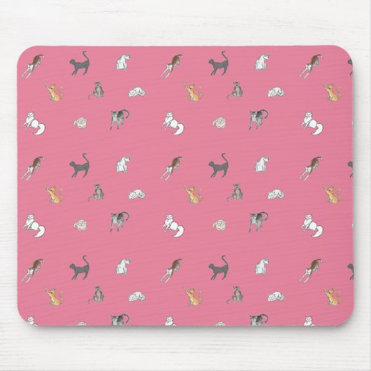 Tapis De Souris clowder de chats en tasse rose set de table de ser (Devant)