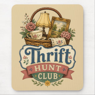 Tapis De Souris Club de chasse aux bonnes affaires Cottagecore vin