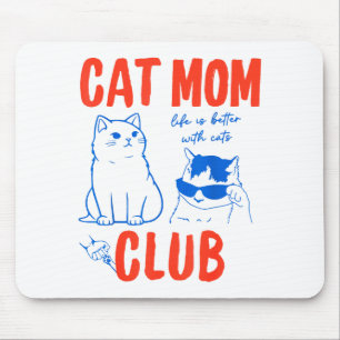 Tapis De Souris Club drôle de maman de chat rétro Mème de chat mam
