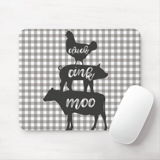 Tapis De Souris Cluck Oink Moo Chicken Cow Cow Pig Ferme (Avec souris)
