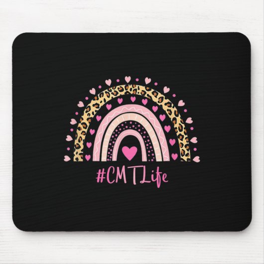Tapis De Souris Cmt Infirmière Empreinte de léopard Boho Rainbow N (Devant)