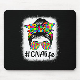 Tapis De Souris Cna Certified Nursing Istant Messy Bun Autism Awar