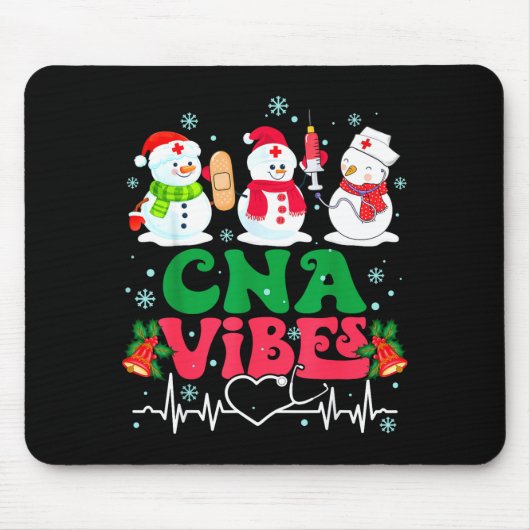 Tapis De Souris Cna Vibes Nurse Snowman Stethoscope Santa Funny Ch (Devant)