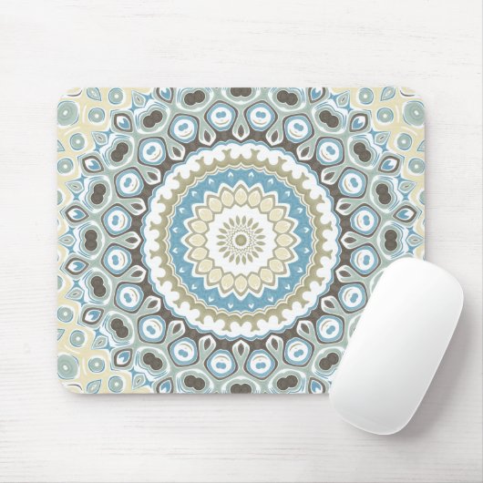 Tapis De Souris Coastal Mandala in Sand, Blue, and Driftwood Tones (Avec souris)