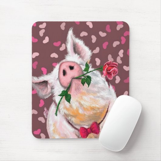 Tapis De Souris Cochon de souris - Romantique - drôle (Avec souris)