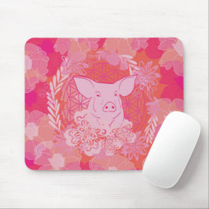 Tapis De Souris cochon,fleur de vie, bleu, mandala,zen,chakra,moti