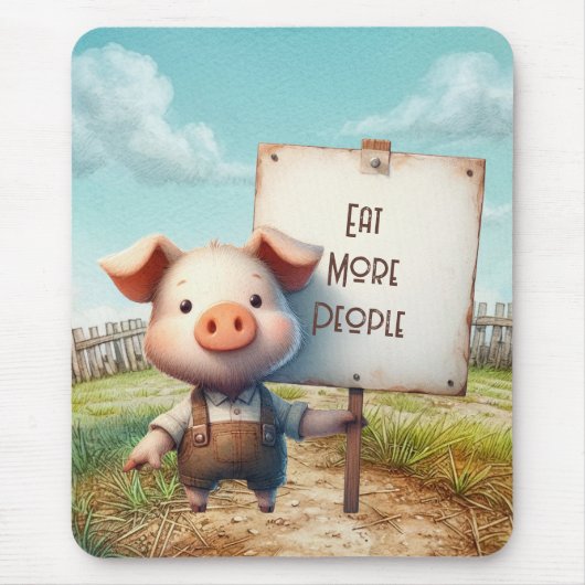 Tapis De Souris Cochon - Manger plus de gens (Devant)