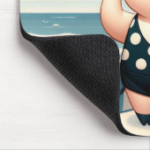 Tapis De Souris Cochon mignon en maillot de bain Polka Dot à la pl (Coin)