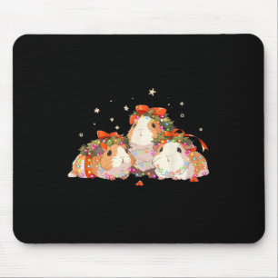 Tapis De Souris Cochons d'Inde emmêlés dans les lumières de Noël G
