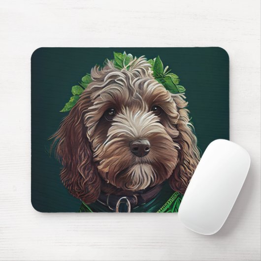 Tapis De Souris Cockapoo Dog en robe de fête St. Patrick (Avec souris)