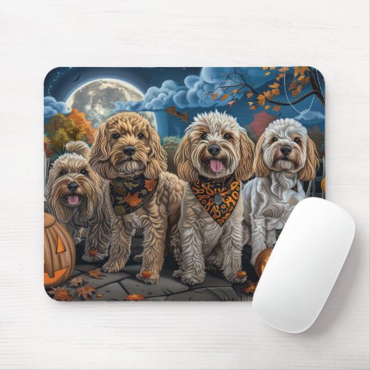 Tapis De Souris Cockapoo Halloween Éffrayant (Avec souris)