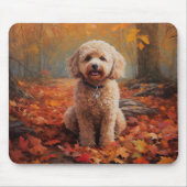 Tapis De Souris Cockapou dans les feuilles d'automne automne autom (Devant)
