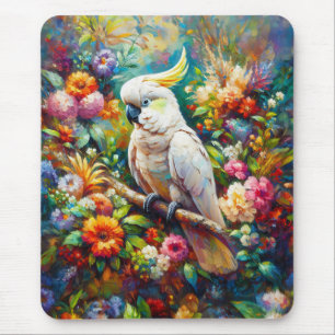 Tapis De Souris Cockatoo aux fleurs colorées