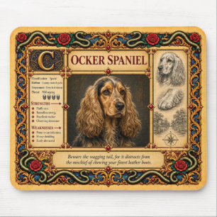 Tapis De Souris Cocker Spaniel, Art du Bestiaire Médiéval