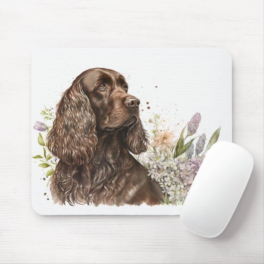 Tapis De Souris Cocker Spaniel au Chocolat dans les Lilas (Avec souris)