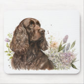Tapis De Souris Cocker Spaniel au Chocolat dans les Lilas (Devant)