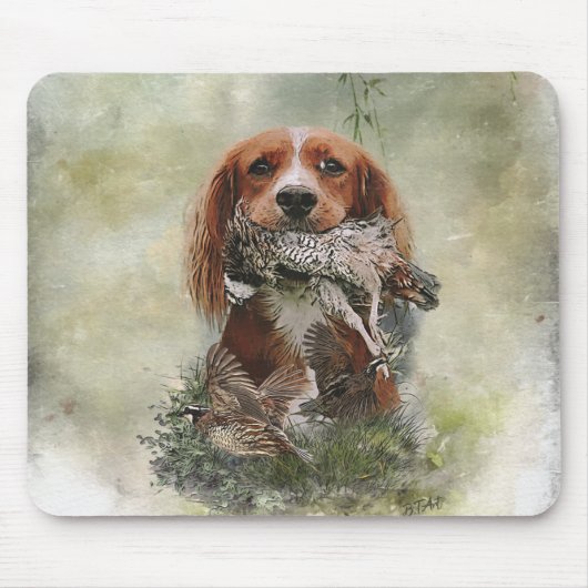 Tapis De Souris Cocker Spaniel avec perdrix gris (Devant)