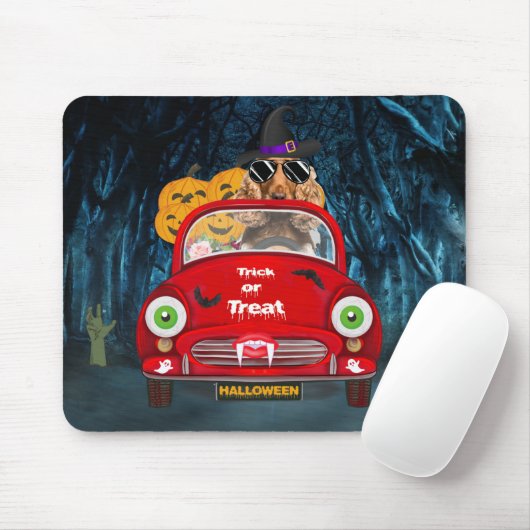 Tapis De Souris Cocker Spaniel Chien Conduite voiture effrayant Ha (Avec souris)