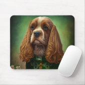 Tapis De Souris Cocker Spaniel Chien en robe de fête St. Patrick (Avec souris)