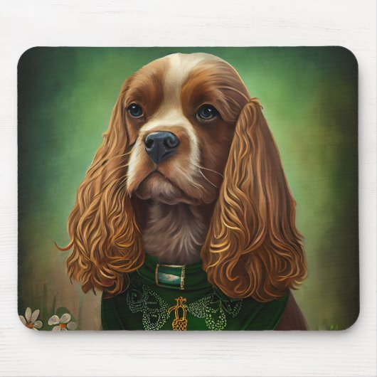 Tapis De Souris Cocker Spaniel Chien en robe de fête St. Patrick (Devant)