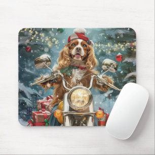 Tapis De Souris Cocker Spaniel Chien équitation Moto Noël