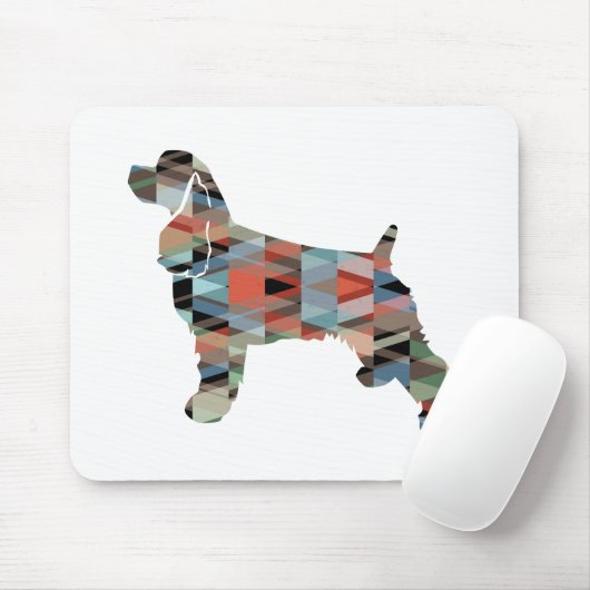 Tapis De Souris Cocker Spaniel Chien Silhouette Motif géométrique (Avec souris)