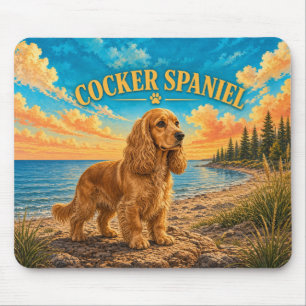 Tapis De Souris Cocker Spaniel, Great Lakes Aquarelle Vintage