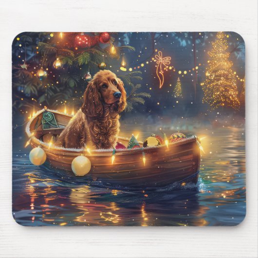 Tapis De Souris Cocker Spaniel Noël Festive Voyage (Devant)