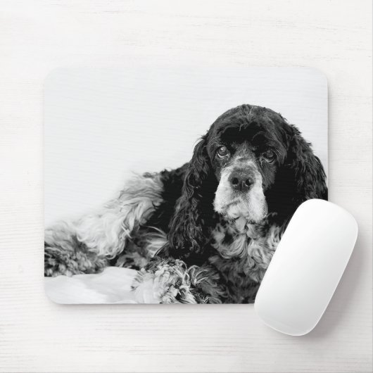Tapis De Souris Cocker Spaniel noir et blanc Pad (Avec souris)