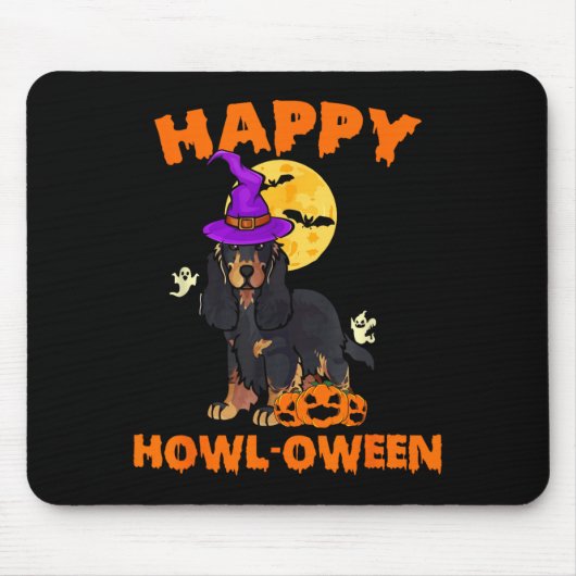 Tapis De Souris Cocker Spaniel noir et feu Sorcière Halloween (Devant)