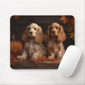 Tapis De Souris Cocker Spaniel Puppy Automne Citrouille de plaisir (Avec souris)