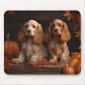 Tapis De Souris Cocker Spaniel Puppy Automne Citrouille de plaisir (Devant)