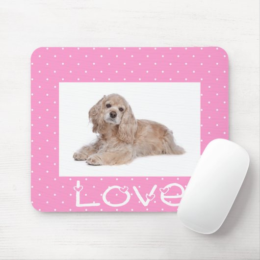 Tapis De Souris Cocker Spaniel Puppy Love Polka Dot Mousepad (Avec souris)