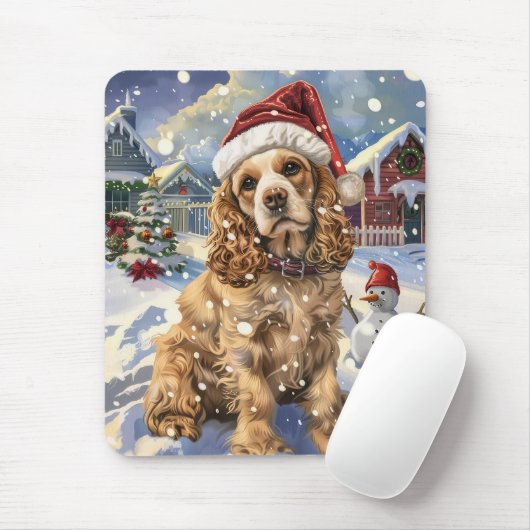 Tapis De Souris Cocker Spaniel Winter Wonderland Noël Joie (Avec souris)