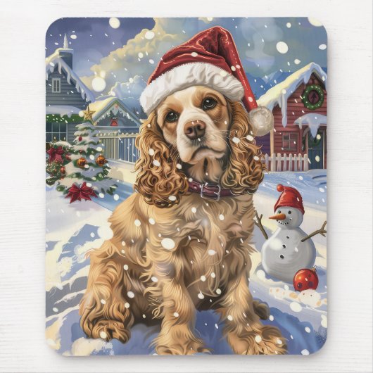 Tapis De Souris Cocker Spaniel Winter Wonderland Noël Joie (Devant)