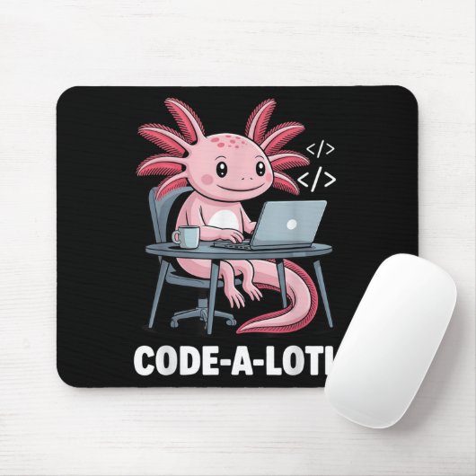 Tapis De Souris Code-alotl Funny Axolotl Tee Pour Programmeurs (Avec souris)