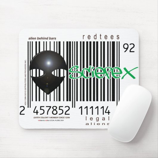 Tapis De Souris Code barres de station d'aliens (Avec souris)