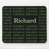 Tapis De Souris Code binaire avec ordinateur de nom (Devant)