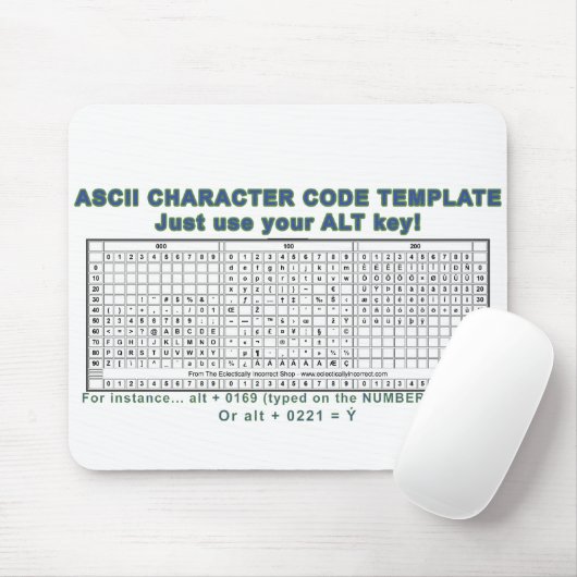 Tapis De Souris Code d'ASCII (Avec souris)