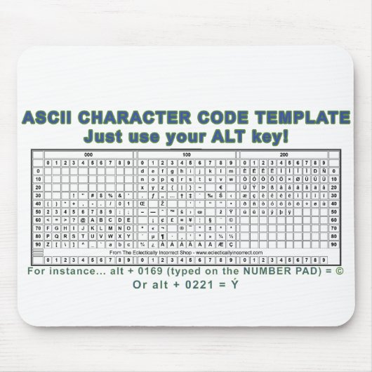 Tapis De Souris Code d'ASCII (Devant)
