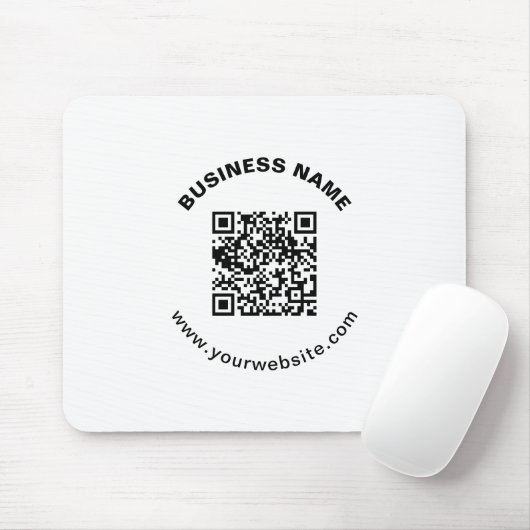 Tapis De Souris Code QR avec nom d'entreprise Texte circulaire gra (Avec souris)