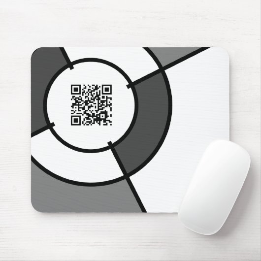 Tapis De Souris code QR cible noir et blanc (Avec souris)