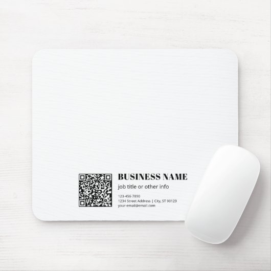 Tapis De Souris Code QR d'entreprise & Texte Rétro-Moderne Modifia (Avec souris)