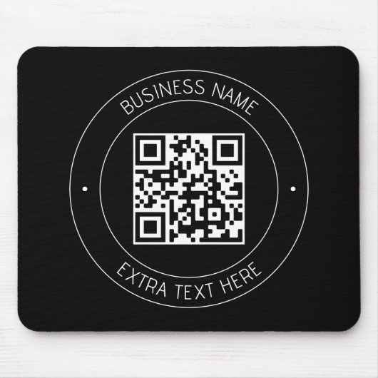 Tapis De Souris Code QR et texte modifiable | Noir et blanc (Devant)