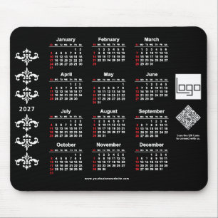 Tapis De Souris Code QR Logo Entreprise Calendrier 2027 Noir Baroq