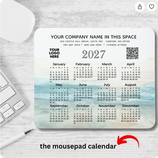 Tapis de souris Code QR Logo Nom de l'entreprise C