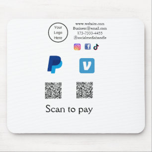 Tapis De Souris Code QR PayPal venmo scan pay ajouter médias socia