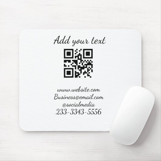 Tapis De Souris code QR personnalisé simple ajouter votre nom text (Avec souris)