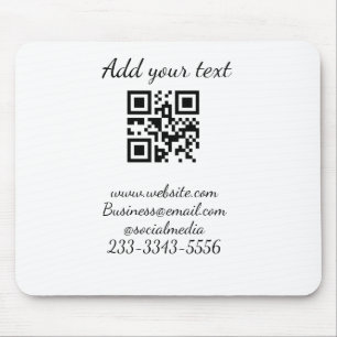 Tapis De Souris code QR personnalisé simple ajouter votre nom text
